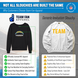 Los Angeles Chargers Women's NFL Ultimate Fan Logo Slouchy Crewneck -Tagless Fleece Lightweight Pullover - Charcoal