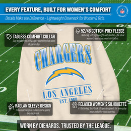 Los Angeles Chargers Womens NFL Starstruck Crewneck Pullover - Cream