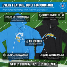 Los Angeles Chargers NFL Adult Unisex Modern Throwback Ultra Soft Fleece Hooded Sweatshirt - Light Blue