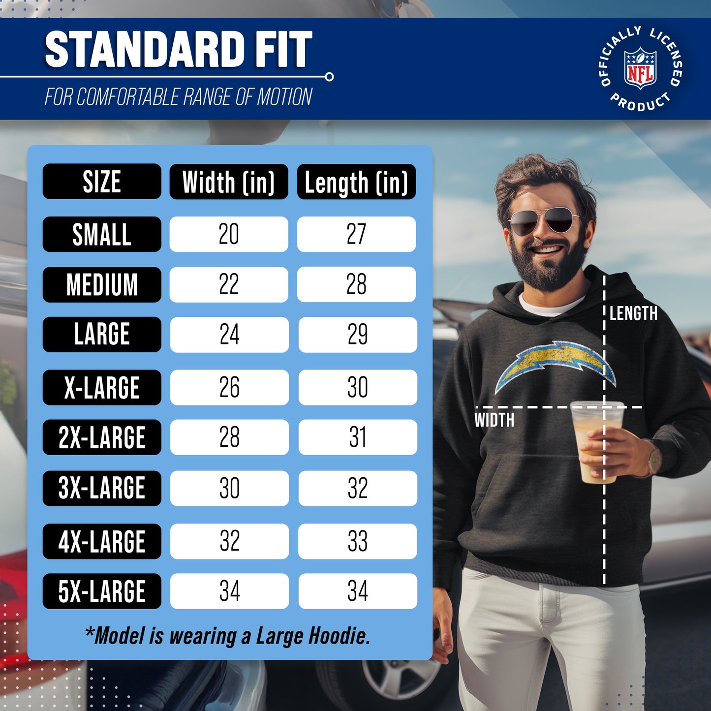 Los Angeles Chargers NFL Adult Unisex Modern Throwback Ultra Soft Fleece Hooded Sweatshirt - Black Heather