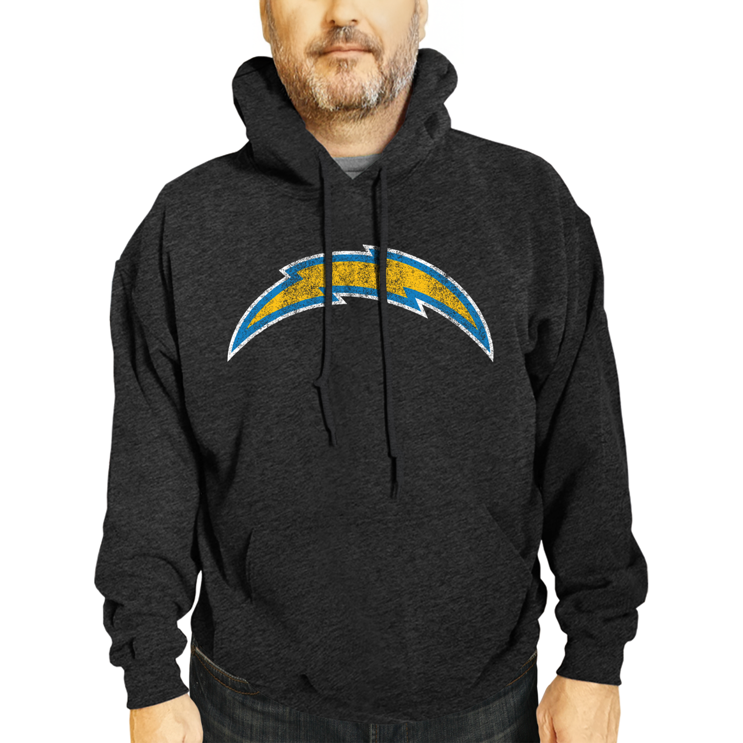 Los Angeles Chargers NFL Adult Unisex Modern Throwback Ultra Soft Fleece Hooded Sweatshirt - Black Heather