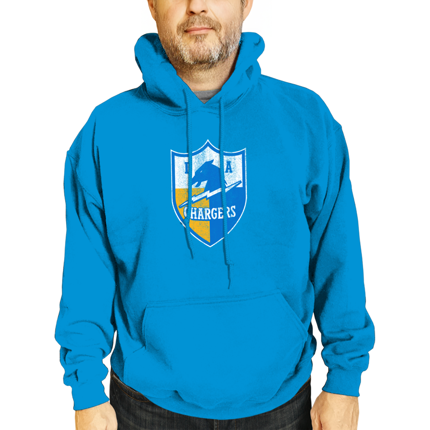 Los Angeles Chargers NFL Adult Unisex Modern Throwback Ultra Soft Fleece Hooded Sweatshirt - Light Blue