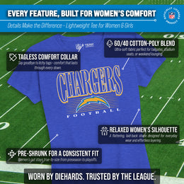 Los Angeles Chargers NFL Womens Overtime Blueprint Tag-Less T-Shirt - Royal