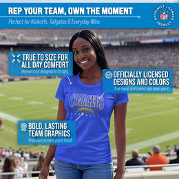 Los Angeles Chargers NFL Womens Overtime Blueprint Tag-Less T-Shirt - Royal