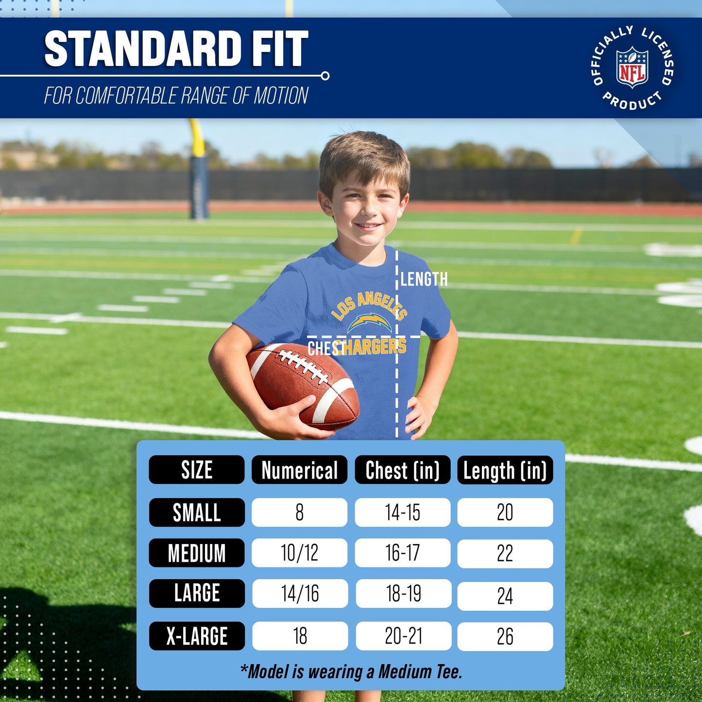 Los Angeles Chargers NFL Youth Gameday Football T-Shirt - Royal