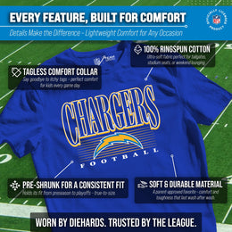 Los Angeles Chargers NFL Youth Overtime Blueprint Football T-Shirt Unisex Tag Free Comfortable - Royal