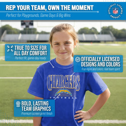 Los Angeles Chargers NFL Youth Overtime Blueprint Football T-Shirt Unisex Tag Free Comfortable - Royal