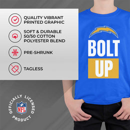 Los Angeles Chargers NFL Youth Team Slogan Short Sleeve Lightweight T Shirt - Royal