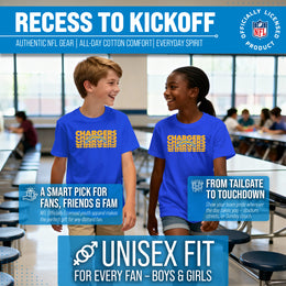 Los Angeles Chargers NFL Youth Repeating Logo Football T-Shirt Unisex Tag Free Comfortable - Royal