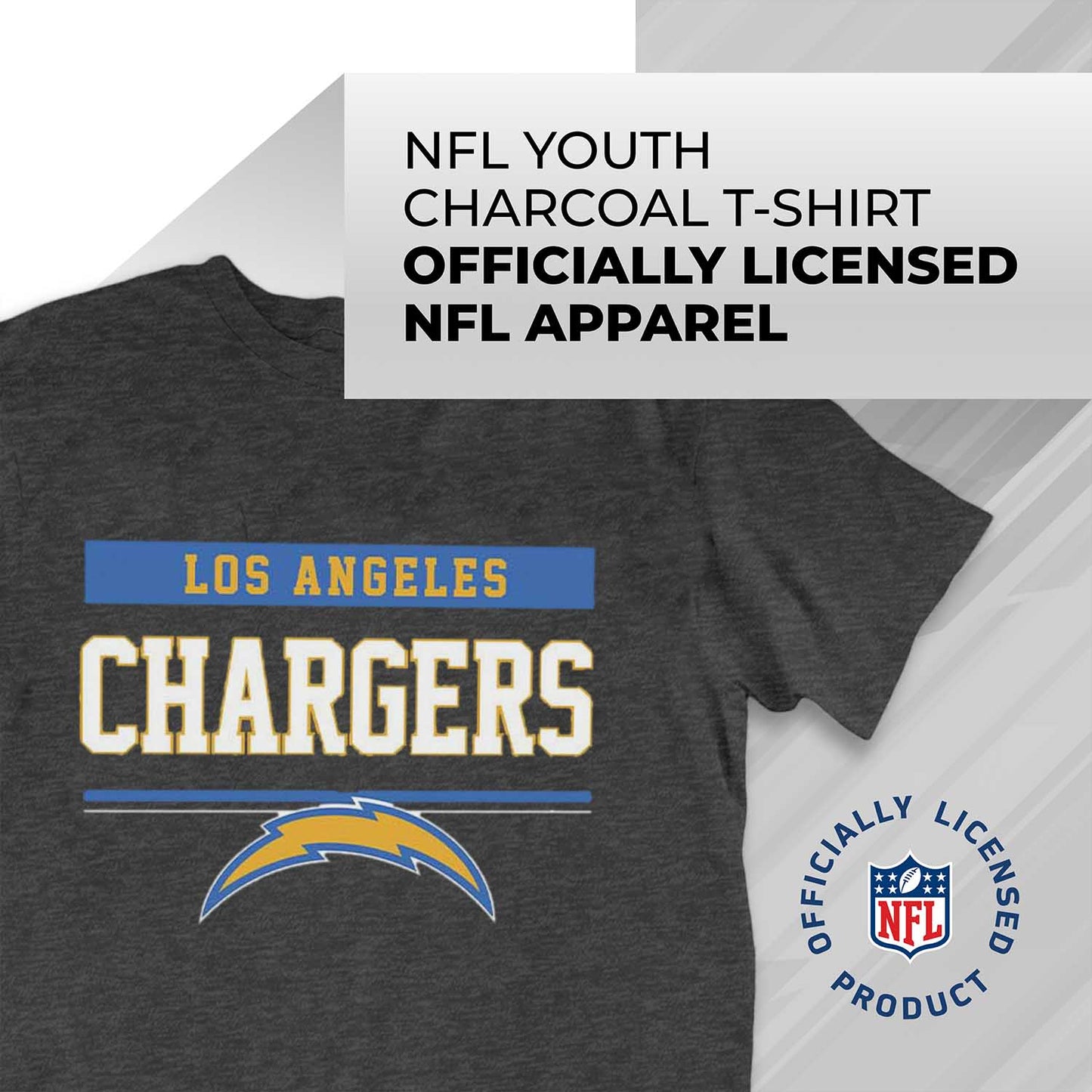 Los Angeles Chargers NFL Youth Short Sleeve Charcoal T Shirt - Charcoal