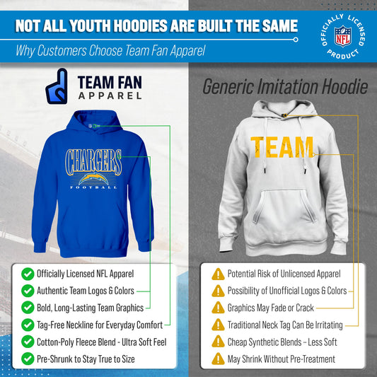 Los Angeles Chargers NFL Youth Overtime Blueprint Football Fleece Hooded Sweatshirt - Royal