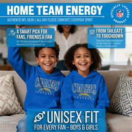 Los Angeles Chargers NFL Youth Overtime Blueprint Football Fleece Hooded Sweatshirt - Royal