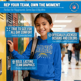 Los Angeles Chargers NFL Youth Overtime Blueprint Football Fleece Hooded Sweatshirt - Royal