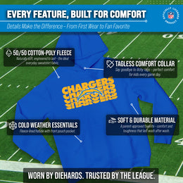 Los Angeles Chargers NFL Youth Repeating Logo Football Fleece Hooded Sweatshirt - Royal