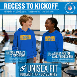 Los Angeles Chargers NFL Youth Repeating Logo Football Fleece Hooded Sweatshirt - Royal