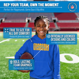Los Angeles Chargers NFL Youth Repeating Logo Football Fleece Hooded Sweatshirt - Royal