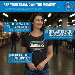 Los Angeles Chargers NFL Women's Team Block Charcoal Tagless T-Shirt - Charcoal