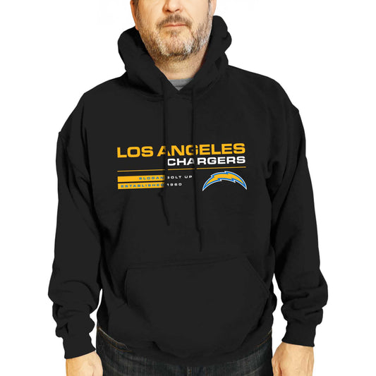 Los Angeles Chargers Adult NFL Speed Stat Sheet Fleece Hooded Sweatshirt - Black