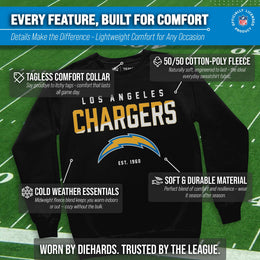 Los Angeles Chargers Adult NFL Diagonal Fade Color Block Crewneck Sweatshirt - Black