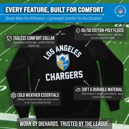 Los Angeles Chargers NFL Adult Unisex Retro Gameday Ultra Soft Fleece Crewneck Sweatshirt - Black