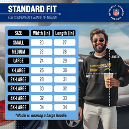 Los Angeles Chargers Adult NFL Speed Stat Sheet Fleece Hooded Sweatshirt - Black