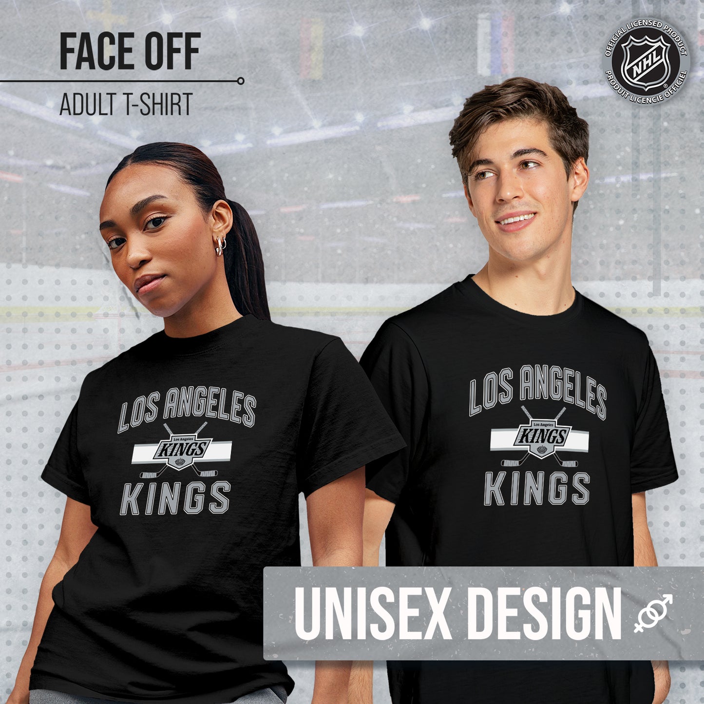 Los Angeles Kings NHL Adult Faceoff Tag-Less T-Shirt - Black