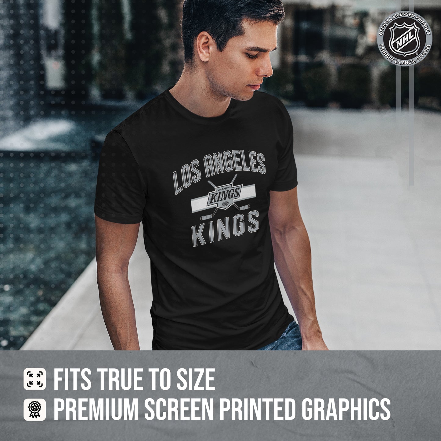 Los Angeles Kings NHL Adult Faceoff Tag-Less T-Shirt - Black