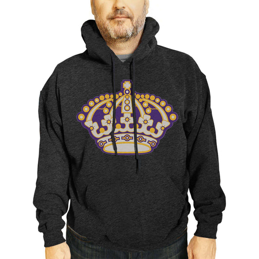 Los Angeles Kings Adult NHL Retro Logo Hockey Fleece Hooded Sweatshirt - Black Heather