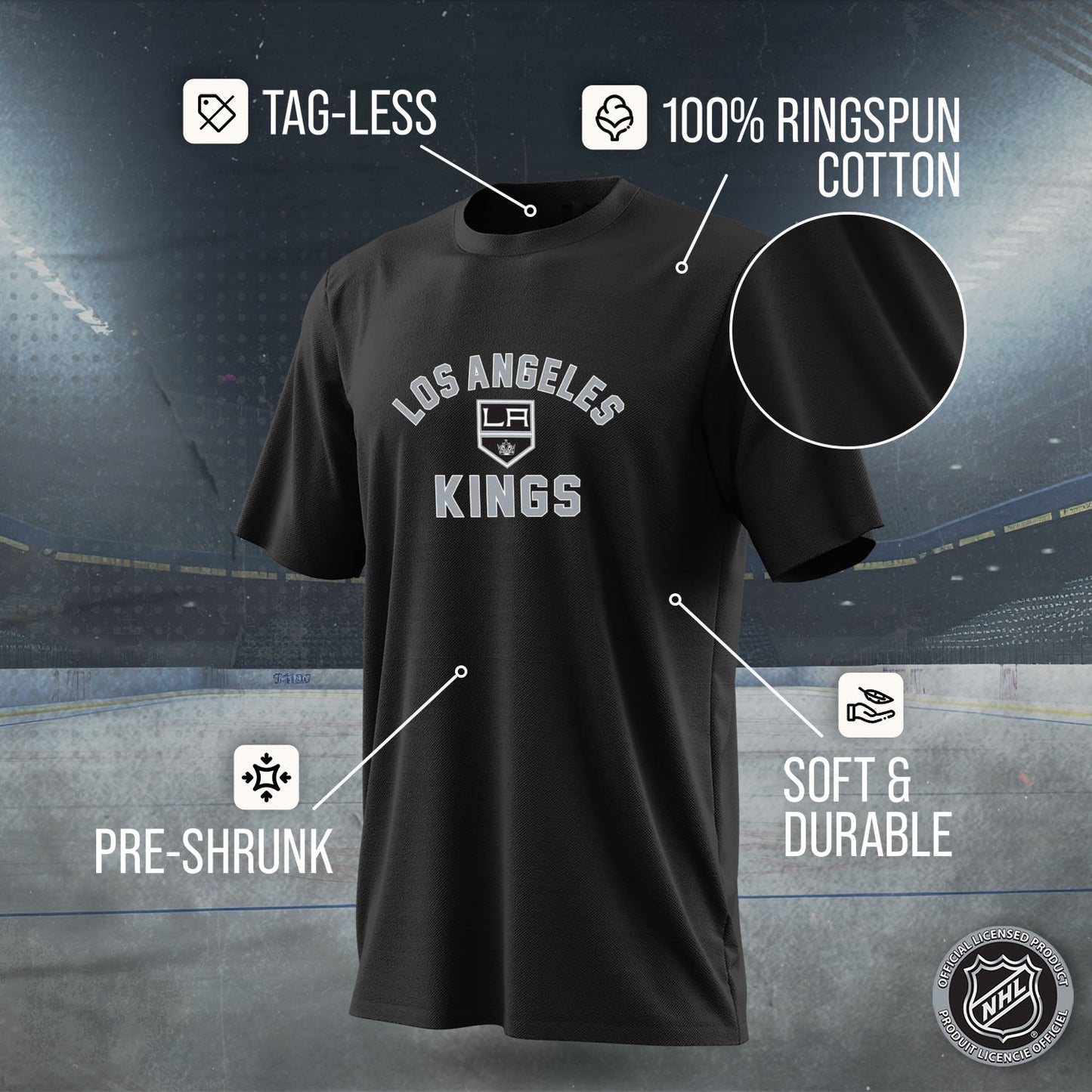 Los Angeles Kings NHL Adult Game Day Unisex T-Shirt - Black