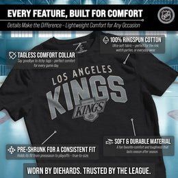 Los Angeles Kings NHL Adult Powerplay Heathered Unisex T-Shirt - Black Heather