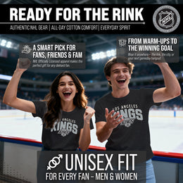 Los Angeles Kings NHL Adult Powerplay Heathered Unisex T-Shirt - Black Heather