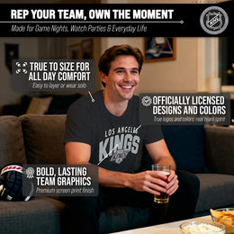 Los Angeles Kings NHL Adult Powerplay Heathered Unisex T-Shirt - Black Heather