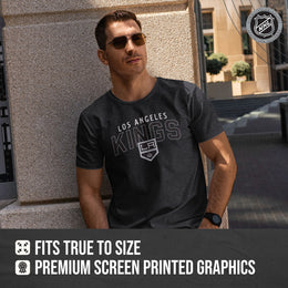 Los Angeles Kings NHL Adult Powerplay Heathered Unisex T-Shirt - Black Heather