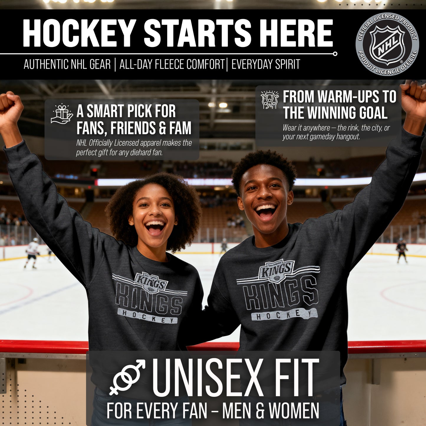 Los Angeles Kings NHL Charcoal True Fan Crewneck Sweatshirt - Charcoal