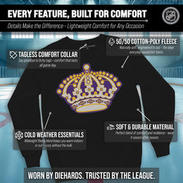 Los Angeles Kings Adult NHL Retro Logo Hockey Fleece Crewneck Sweatshirt - Black Heather