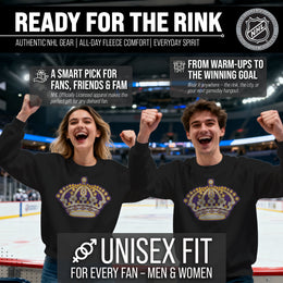 Los Angeles Kings Adult NHL Retro Logo Hockey Fleece Crewneck Sweatshirt - Black Heather