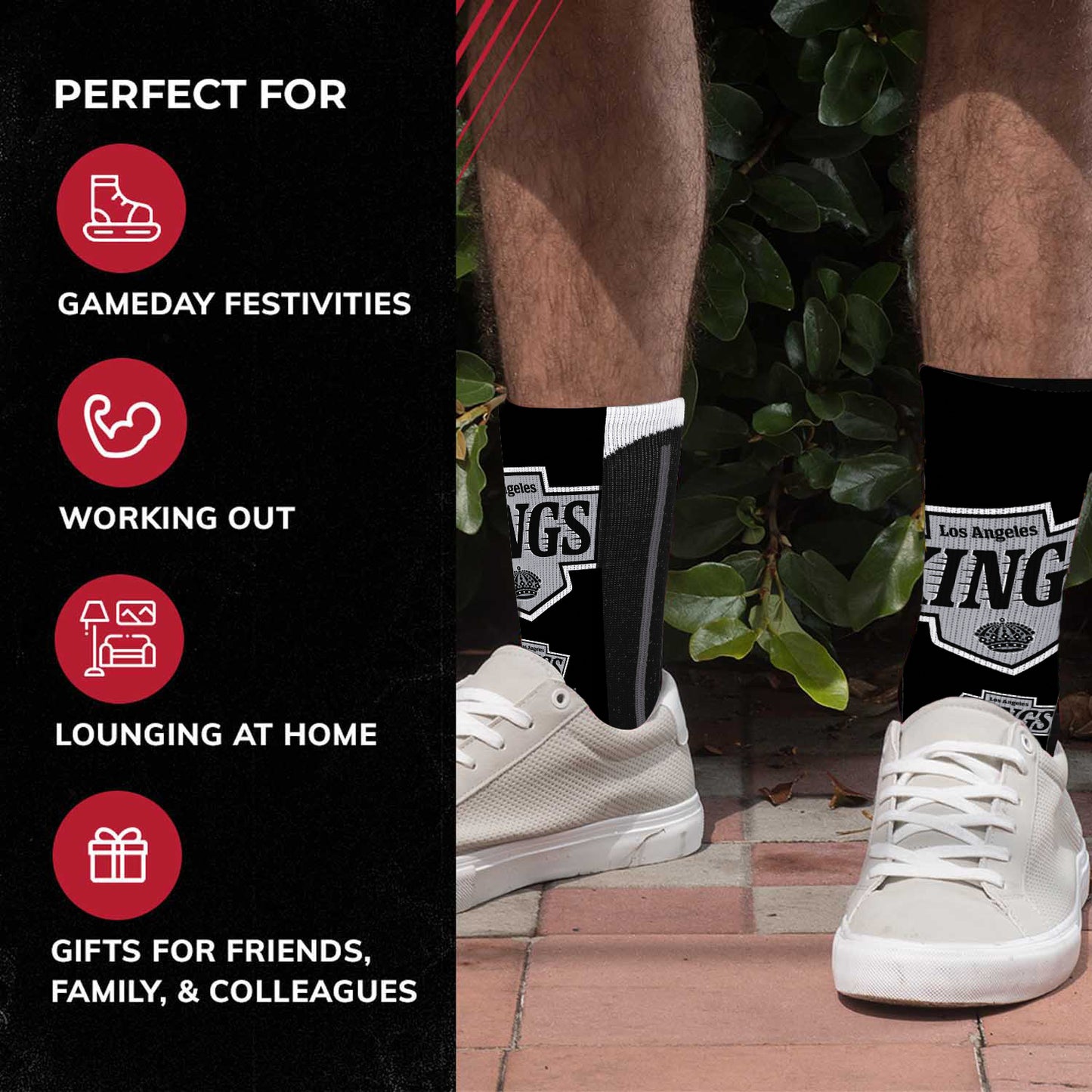 Los Angeles Kings Youth NHL Zoom Curve Team Crew Socks - Black