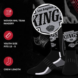 Los Angeles Kings Youth NHL Zoom Curve Team Crew Socks - Black