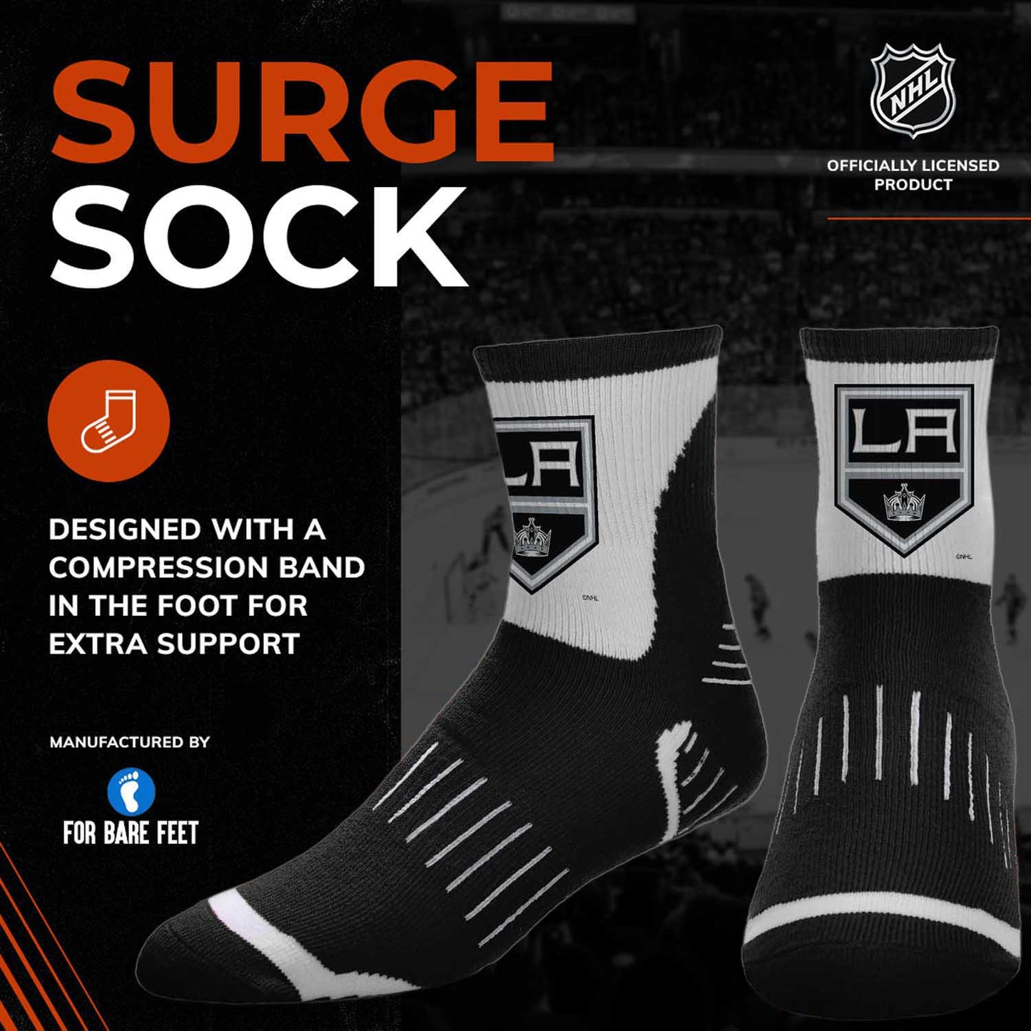 Los Angeles Kings NHL Youth Surge Socks - Black