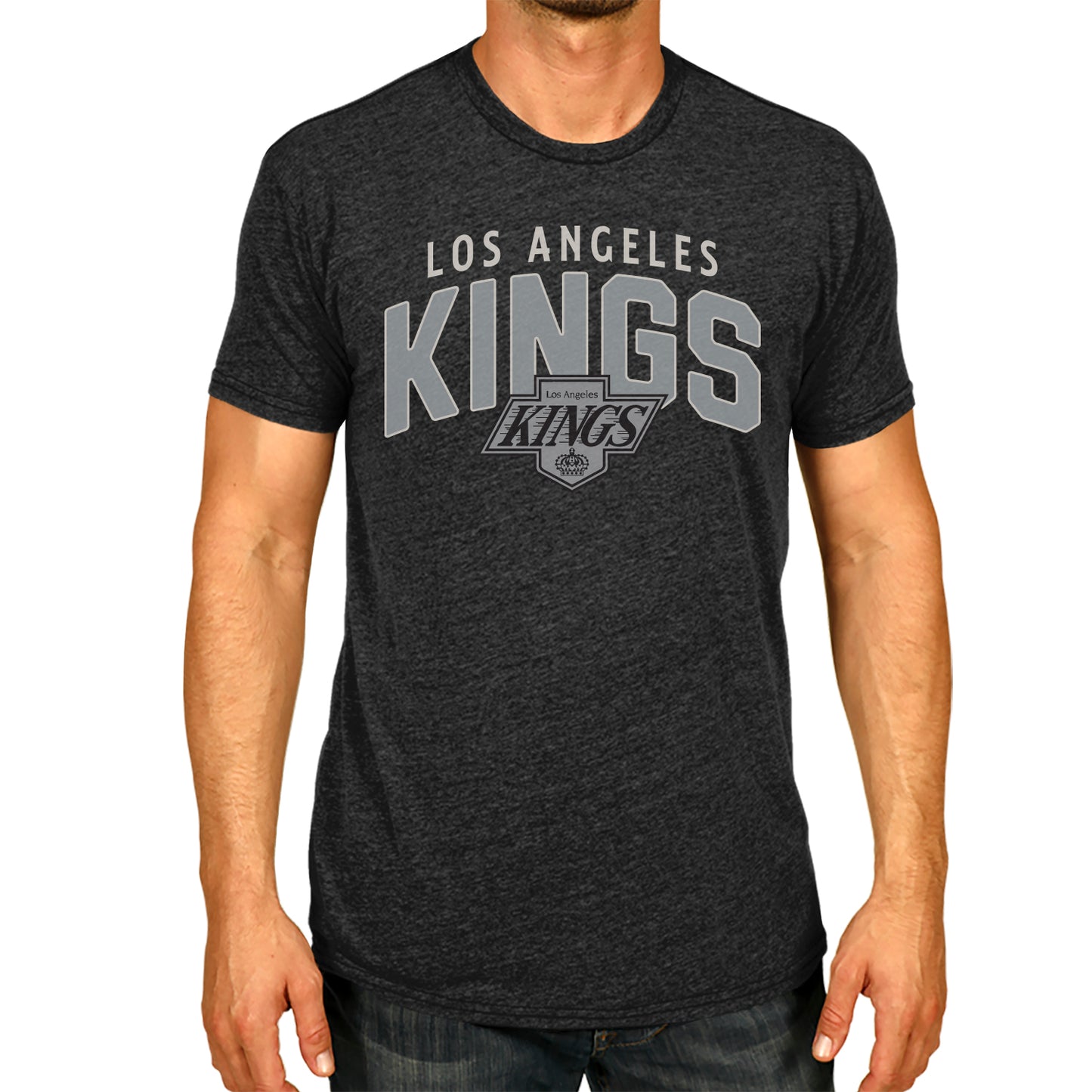 Los Angeles Kings NHL Adult Powerplay Heathered Unisex T-Shirt - Black Heather