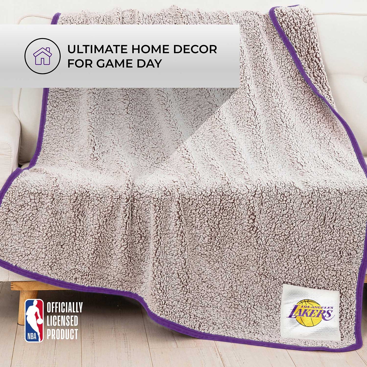 Los Angeles Lakers NBA Silk Touch Sherpa Throw Blanket - Purple