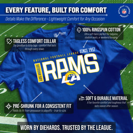 Los Angeles Rams NFL Youth Modern Endzone Football T-Shirt Unisex Tag Free Comfortable - Royal