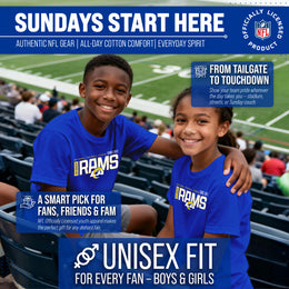 Los Angeles Rams NFL Youth Modern Endzone Football T-Shirt Unisex Tag Free Comfortable - Royal