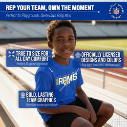 Los Angeles Rams NFL Youth Modern Endzone Football T-Shirt Unisex Tag Free Comfortable - Royal