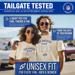 Los Angeles Rams NFL Adult Big Date Tag-Less T-Shirt - Natural