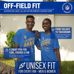 Los Angeles Rams NFL Adult Distressed Helmet Tag-Less T-Shirt - Royal Heather