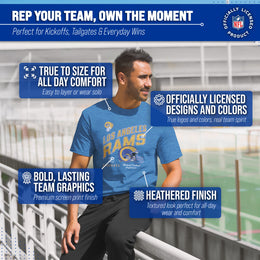 Los Angeles Rams NFL Adult Distressed Helmet Tag-Less T-Shirt - Royal Heather