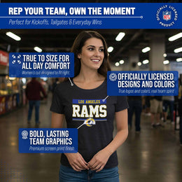 Los Angeles Rams NFL Women's Team Block Charcoal Tagless T-Shirt - Charcoal