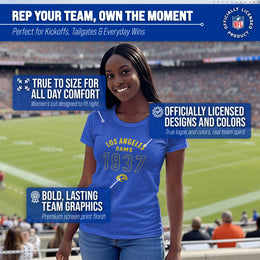 Los Angeles Rams NFL Womens Big Date Tag-Less T-Shirt - Royal Heather