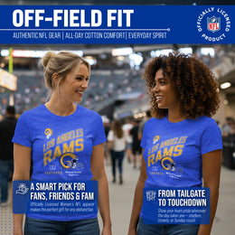 Los Angeles Rams NFL Womens Distressed Helmet Tag-Less Soft T-Shirt - Royal Heather